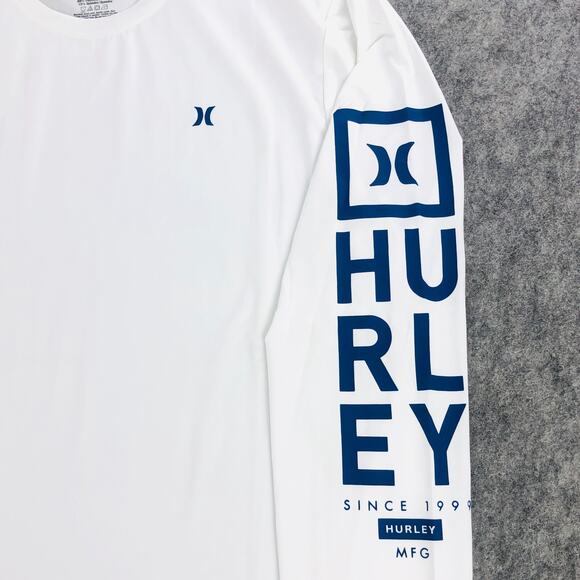NWOT Hurley Mens Shirt XL White Blue Long Sleeve Performance Stretch Polyester - Picture 3 of 9